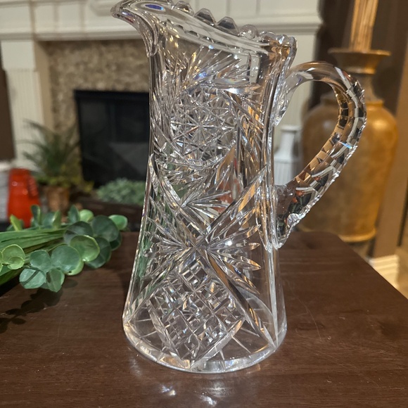 8.5” Antique American Brilliant Period ABP Cut Crystal Glass Pitcher 1876-1914 - Picture 4 of 9